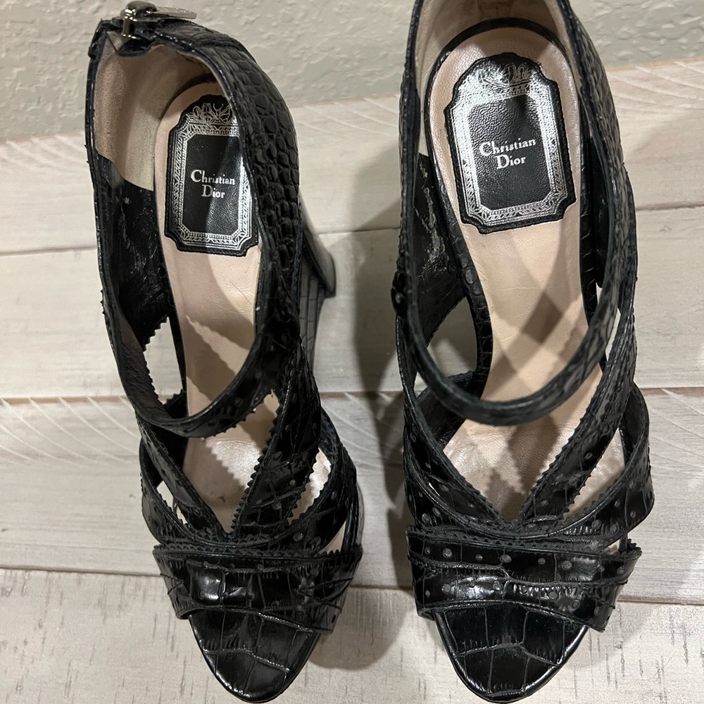 Dior crocodile-embossed leather wedges - Picture 5 of 16